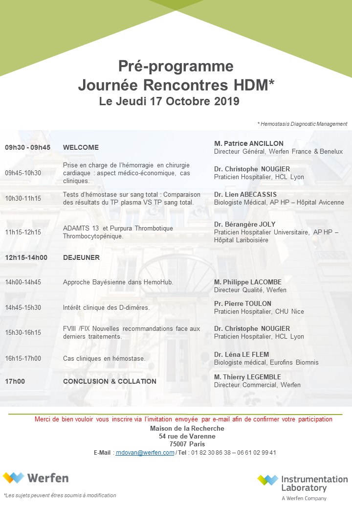 Programme Journée Rencontres HDM - Paris 2019