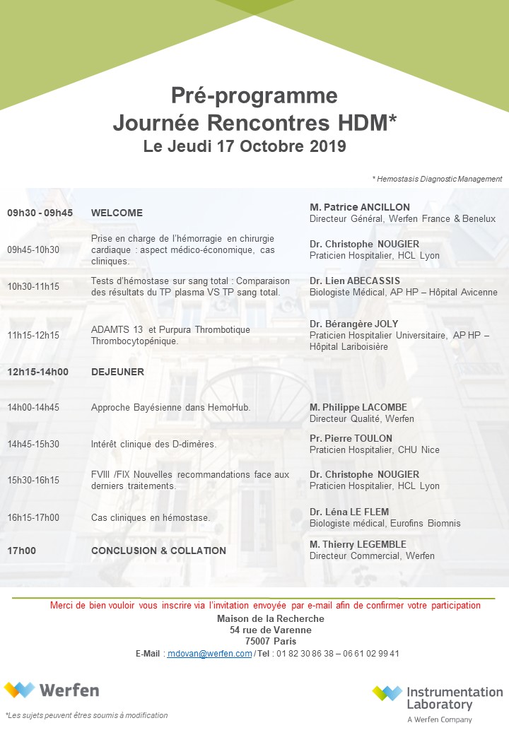 Programme Journée Rencontres HDM - Paris 2019