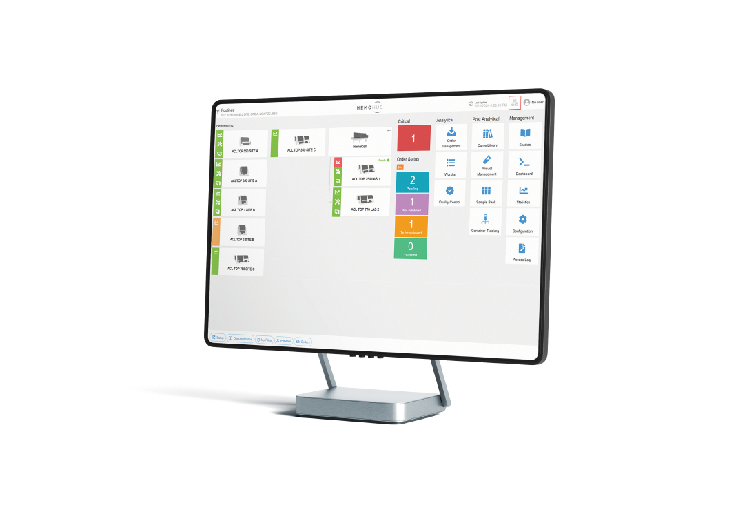 HemoHub Intelligent Data Management dashboard screen