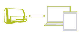 Illustration showing the Werfen Hemostasis testing system connected to computers through AccuTrak 2.0