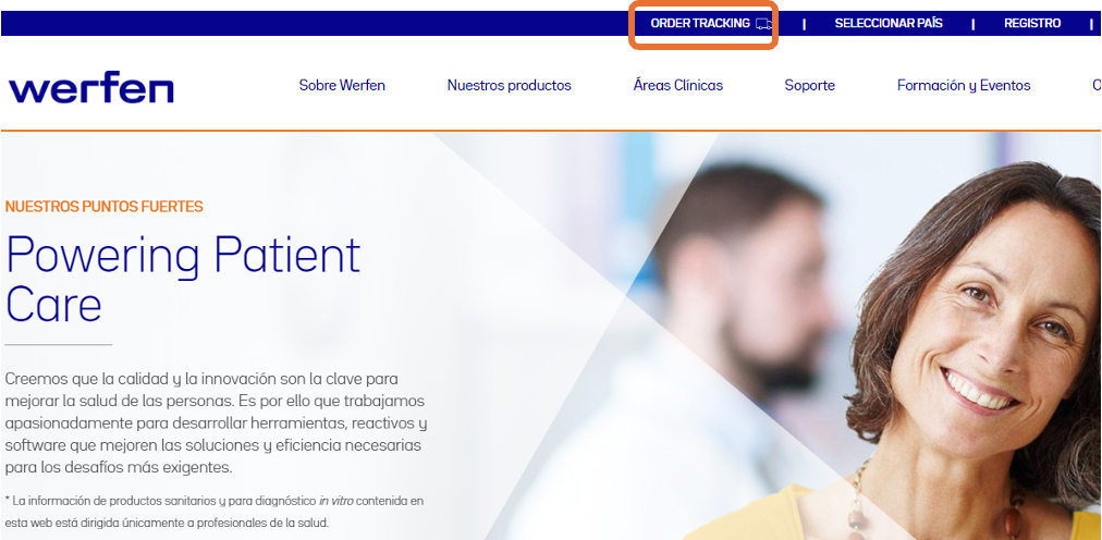 Order Tracking na Werfen web
