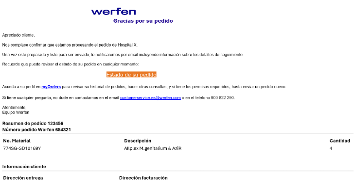 Também pode aceder ao Order Tracking através das mensagens automáticas de confirmação da encomenda ou da expedição.